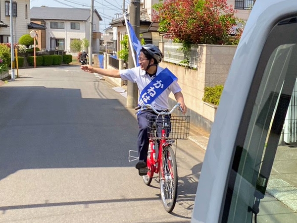 ふじみ野市議会議員選挙自転車遊説１