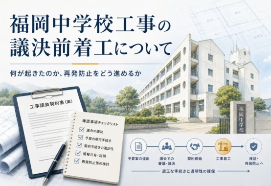 福岡中学校工事の議決前着工